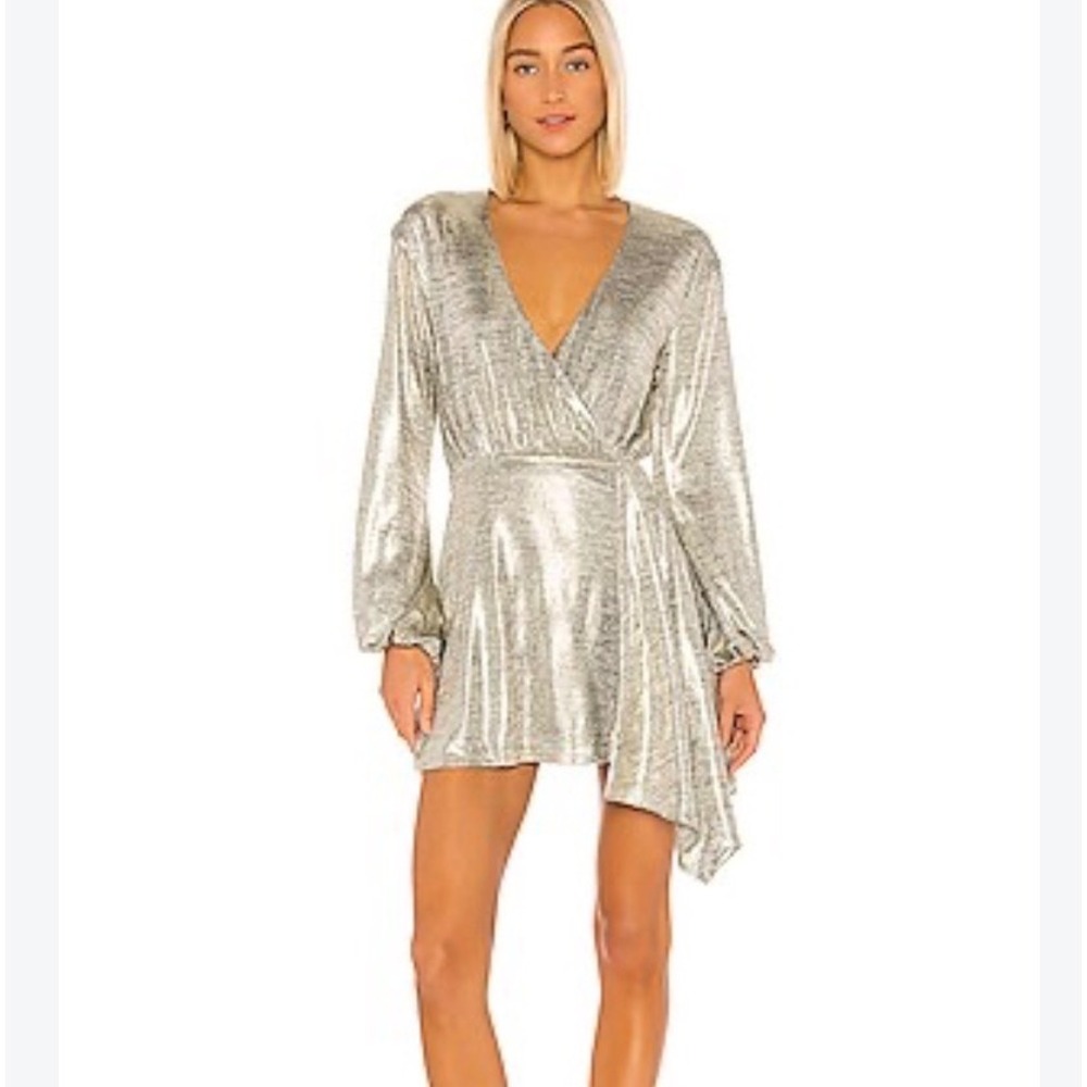House of Harlow x Revolve XL Aviela Metallic Long Sleeve Dress Cocktail Party